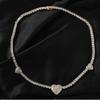 Cross-border Trendy 5A Grade Zircon 4mm Hip Hop Cuban Chain Necklace for Both Men Women Heart-shaped Clasp Silver 18K Gold