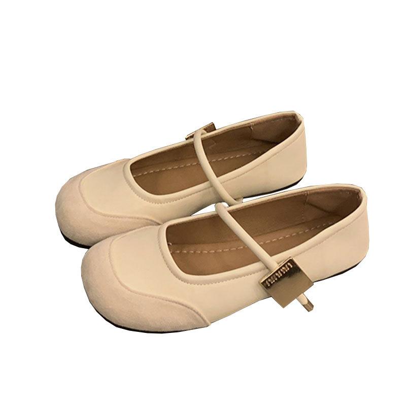 French Mary Jane shoes women's shoes spring and autumn new soft sole soft surface word with shallow mouth single shoes women's skirt