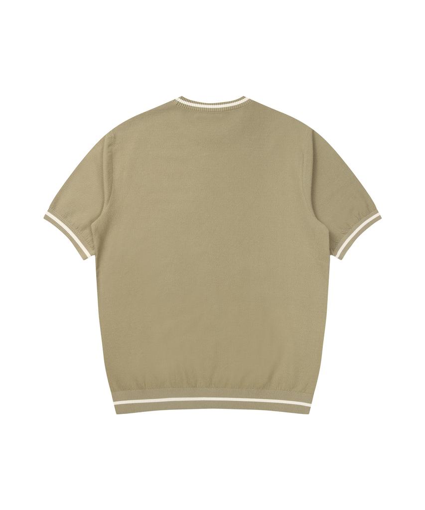 SOLEW Round Neck Short Sleeve Knit_Olive Green