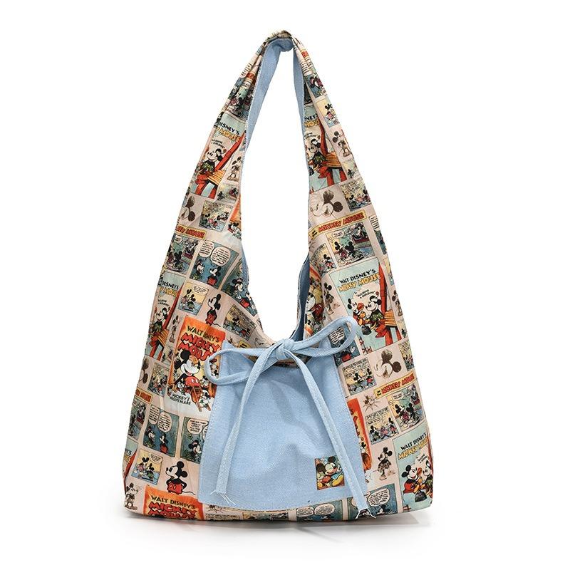 New Simple Cartoon Canvas Bag Fashion Academy Wind Hand Carry Tote Bag Large Capacity Shoulder Double Sided Backpack