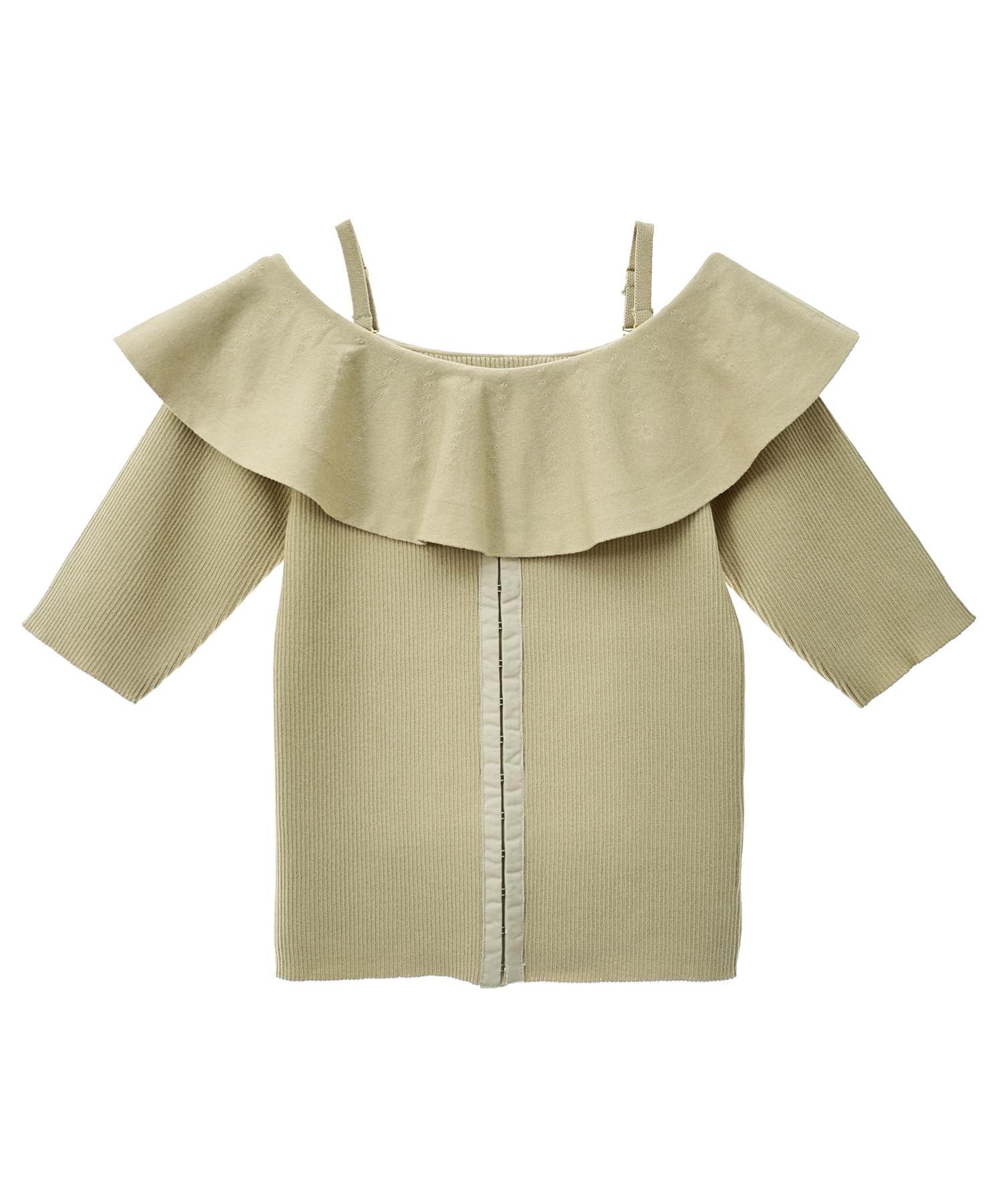 

Зеленый свитер с оборками в рубчик [Trenteant Mode] с открытыми плечами, женский, зелёный