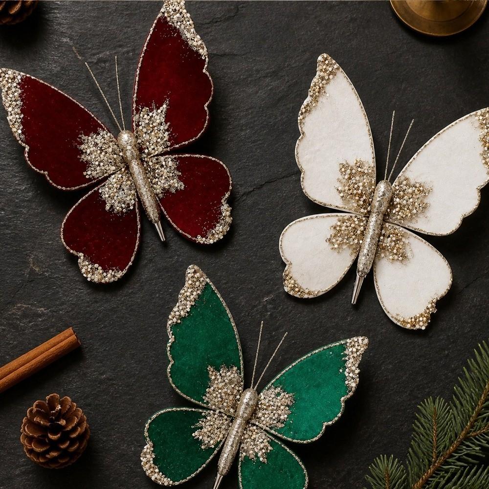 Glitzerbeschichteter Weihnachtsbaum Schmetterling Ornament Simulierte Schmetterlings Baumdekoration Weihnachtsbaum