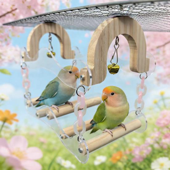 5 Wooden Perch Poles Multifunctional Ring Acrylic 20 Cm 1 Pc