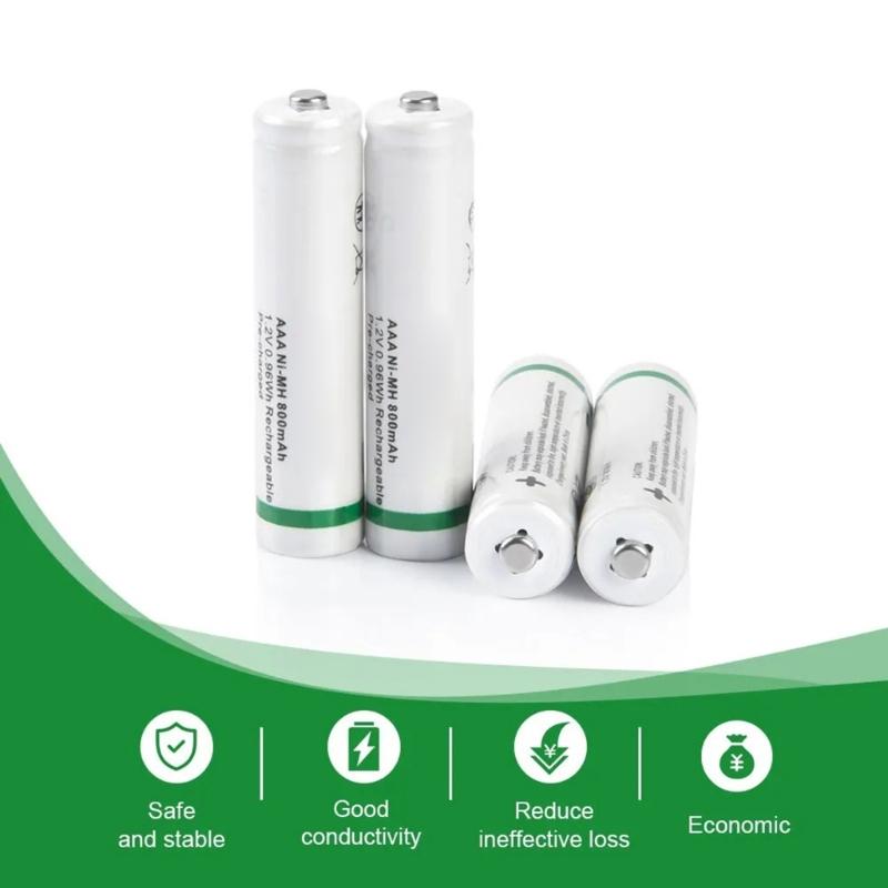 3A NiMH Rechargeable Batteries 1.2V 800mAh 1000 Cycles With Storage Case Low SelfDischarge