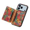 For iPhone 17 Pro Case Flower Print Leather + PC + TPU Cover with Card Holder Kickstand