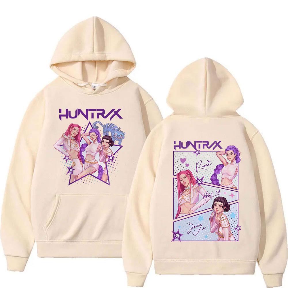 KPop Demon Hunters Anime Hoodie Mira Rumi Joey Hooded Pullover Sweatshirt Men Women Vintage Fashion Fleece Oversized