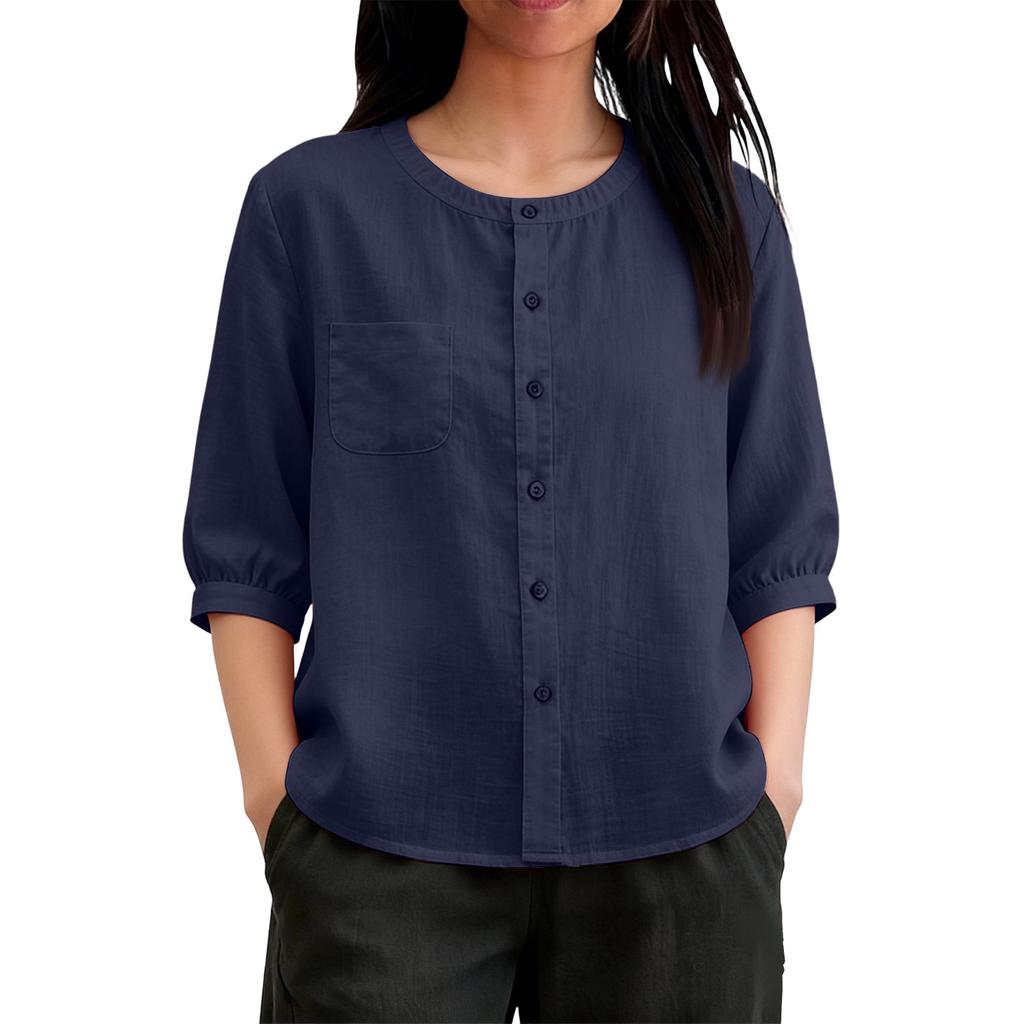 Fashionable Women's Cotton Linen Color Short Cardigan, Stylish, Elegant, Casual, Versatile, Slimming, Shirt.
