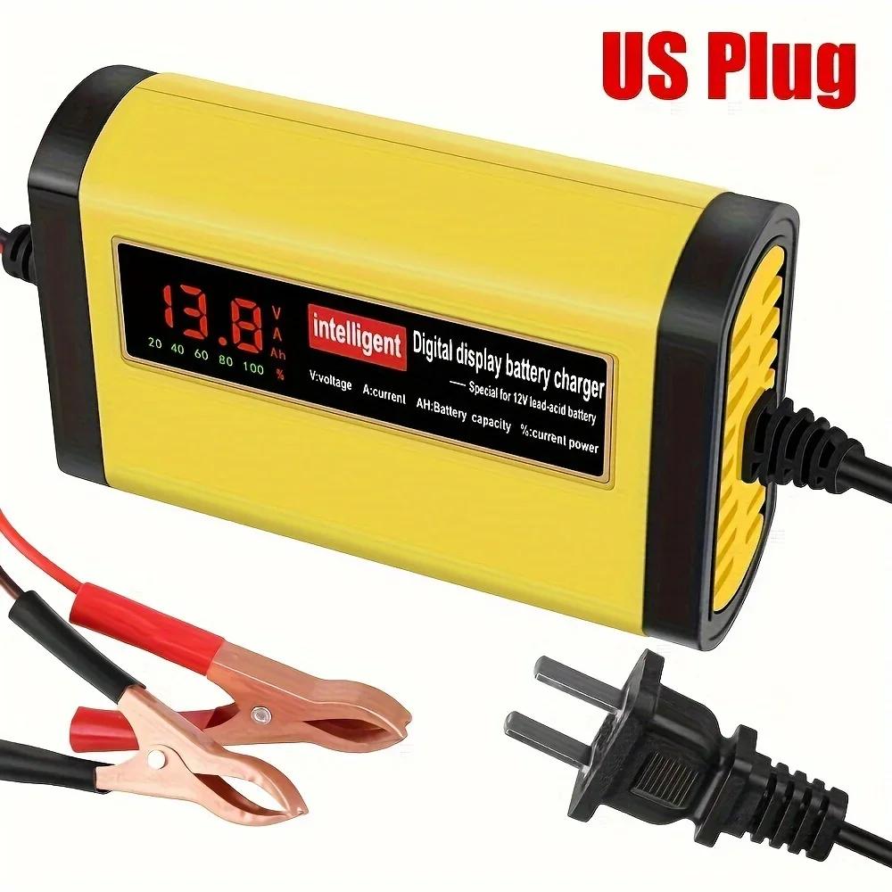 1pc Full Automatic Car Battery Charger - 3-Stage 2A Fast Charging for Lead Acid/AGM/GEL Batteries (Intelligent)