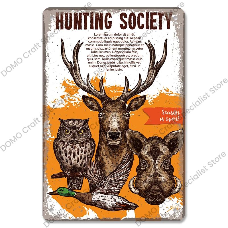 Vintage Hunting Plaque Metal Tin Signs Hunter Deer Hunt Safari Adventure Retro Metal Plate Wall Decor Hunting Club Shop Man Cave