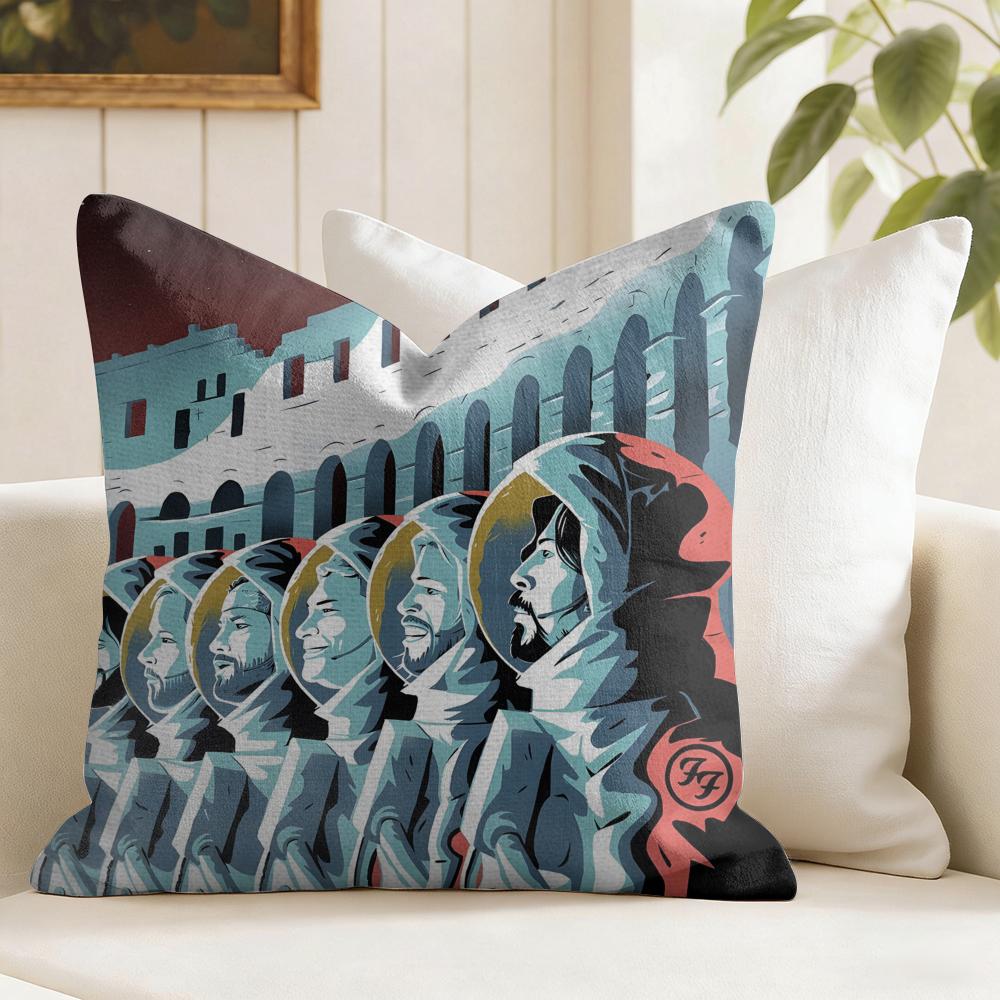 FFoo FFighters Band Cushion Cover Eco Linen Pillow Case DoubleSided Print Breathable Durable Zipper Home Decor Gift