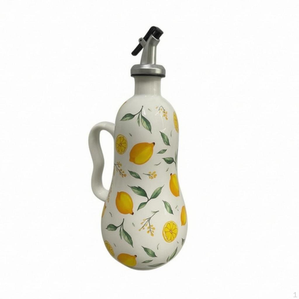 Ceramic Oil Dispenser Elegant with Handle Decorative Acidic Condiment Bottle