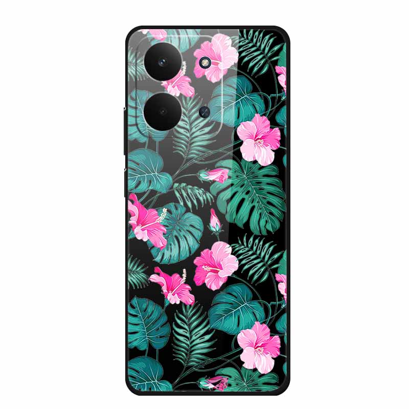 Glas-Rückseite für Redmi 15C 4G Hülle 15 C Niedliche Cartoon-Hülle aus hartem gehärtetem Glas mit weichem Stoßfänger für Redmi 15C Hüllen Coques Fundas