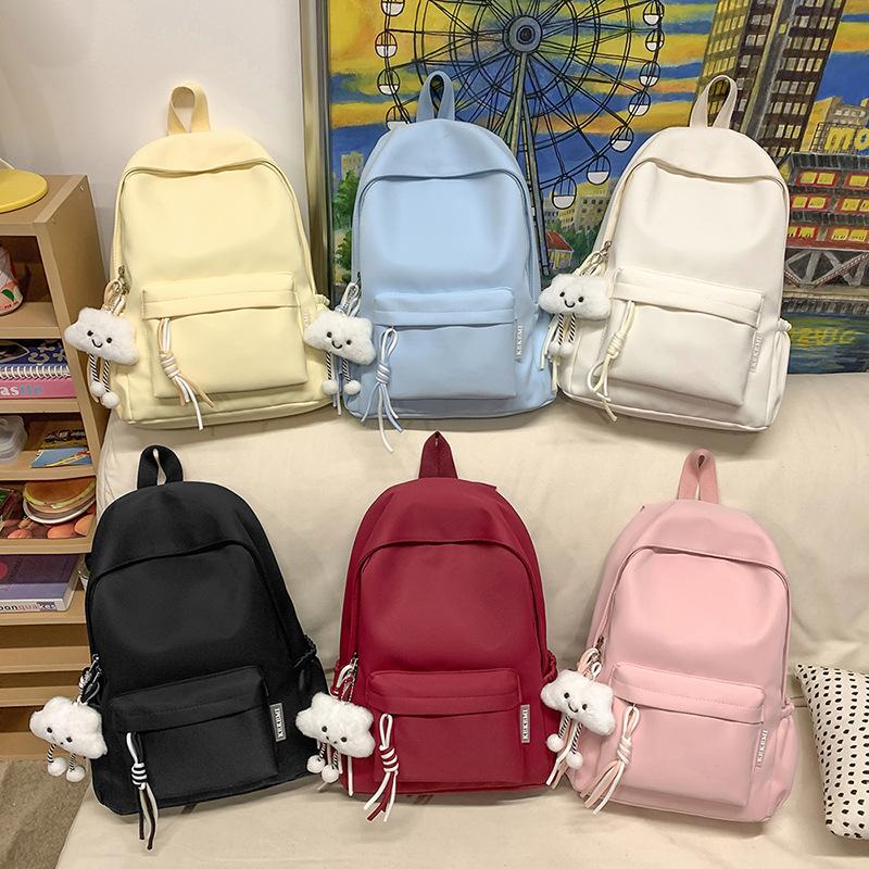 Dopamine Sen College Students' Schoolbags Girls' Schoolbags Korean Travel Trips Niche Pure Color College Style Simple Backpack.