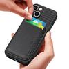 Carbon Fiber Phone Case for iPhone 15,Leather+PC+TPU Cover with Detachable Magnetic Card Holder