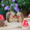 7pcs Cartoon Animal Sculpture Resin Garden Miniatures Figurine Hedgehog Mushroom Statue  Outdoor