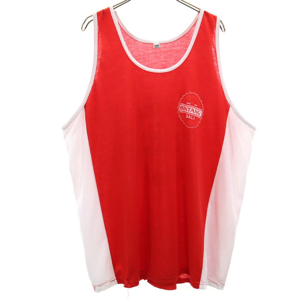 BINTANG 90s Old Back Logo Print Tank Top XXL Red Unisex Men's Used