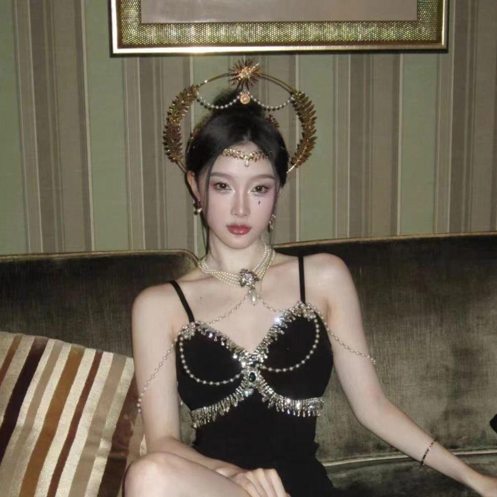 Gold Plated Sun Goddess Crown Wheat Ear Leaf Baroque Tiara Headband Artistic Photoshoot