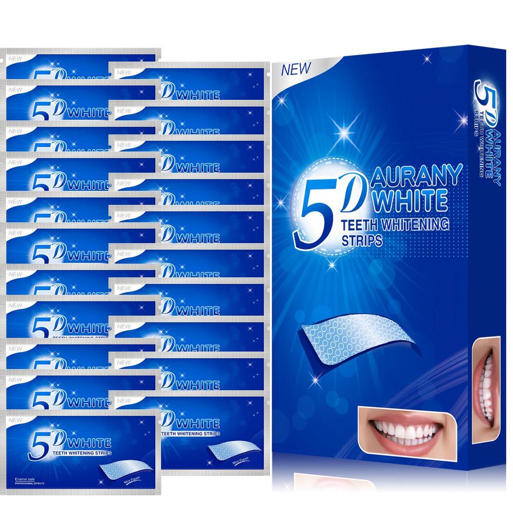 5D Teeth Whitening Strips for Sensitive Teeth, Remove Stains From Coffee And Wine, Enamel Safe At Home Whitening Kit-7/14/21Pairs