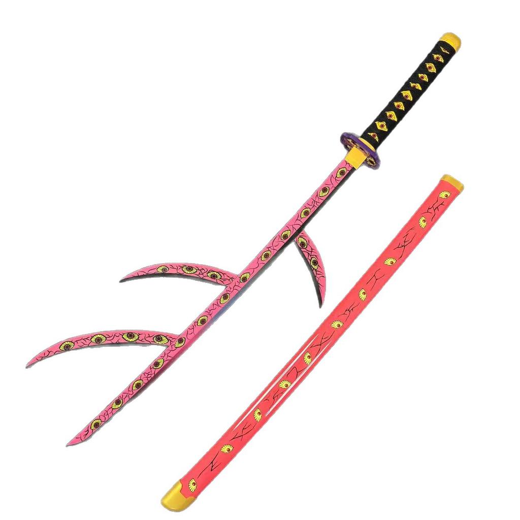 Demon Slayer Nichirin Blade Cos Props Anime Knife Black Death Momo Knife Bamboo Knife with Sheath Performance Children's Toy Knife