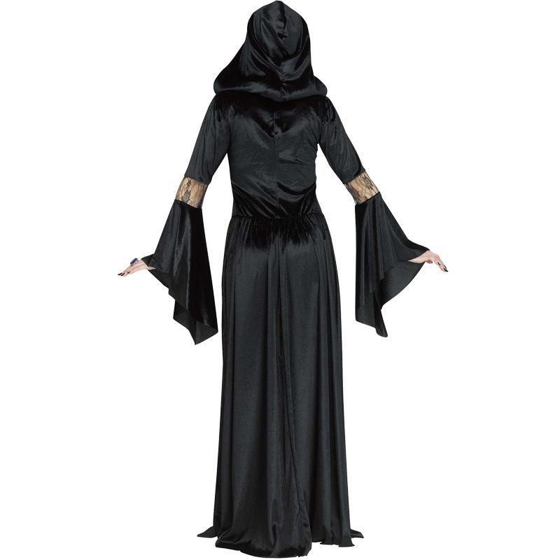 Halloween European Noble Court Costume Adult Vampire Witch Star Print Horn Sleeve Dress