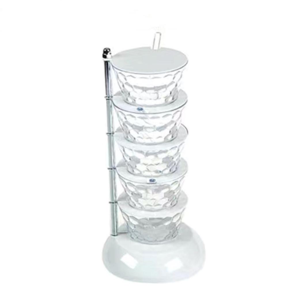 Vertical Rotatable Seasoning Box With Transparent Rotating Design Spice Box For Salt Jar Spoon Rotary Storage Rack Kitchen Tools