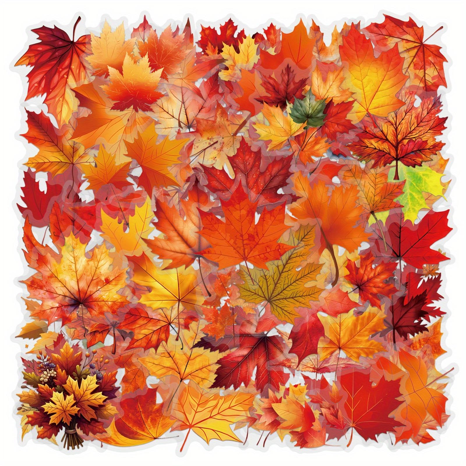

60pcs Vibrant Maple Leaf Transparent Stickers - Reusable, Self-Adhesive Decals for Water Bottles,Scrapbooking,Journals,Hard Hats