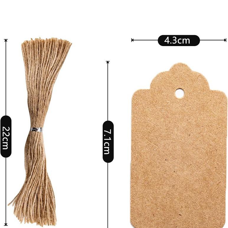 350g Kraft Paper Hang Tags with Hemp Rope for Holiday Labels & Bookmarks