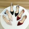 New light buckle rhinestone thin heel one-word buckle satin pointed sandals high heel light mouth