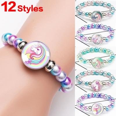 12 στυλ Rainbow Unicorn Γυάλινες Χάντρες Βραχιόλια & Βραχιόλια για Παιδικά Κορίτσια Αξεσουάρ Δώρα Δώρα