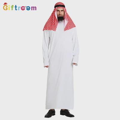 Fantasia de príncipe de Dubai do Oriente Médio com lenço vermelho na cabeça para adultos