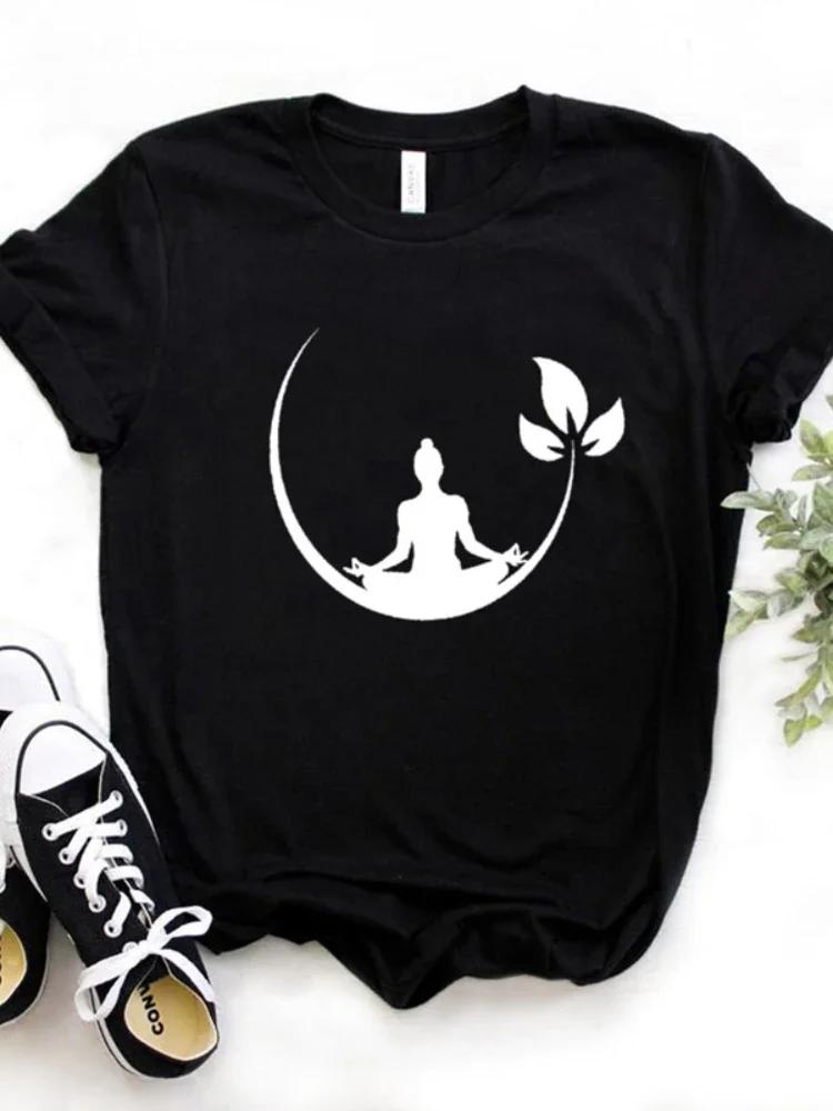 Women T Shirt Buddha Lotos Print Tshirt Women Short Sleeve O Neck Loose Tshirt Ladies Causal Tee Shirt Clothes Tops