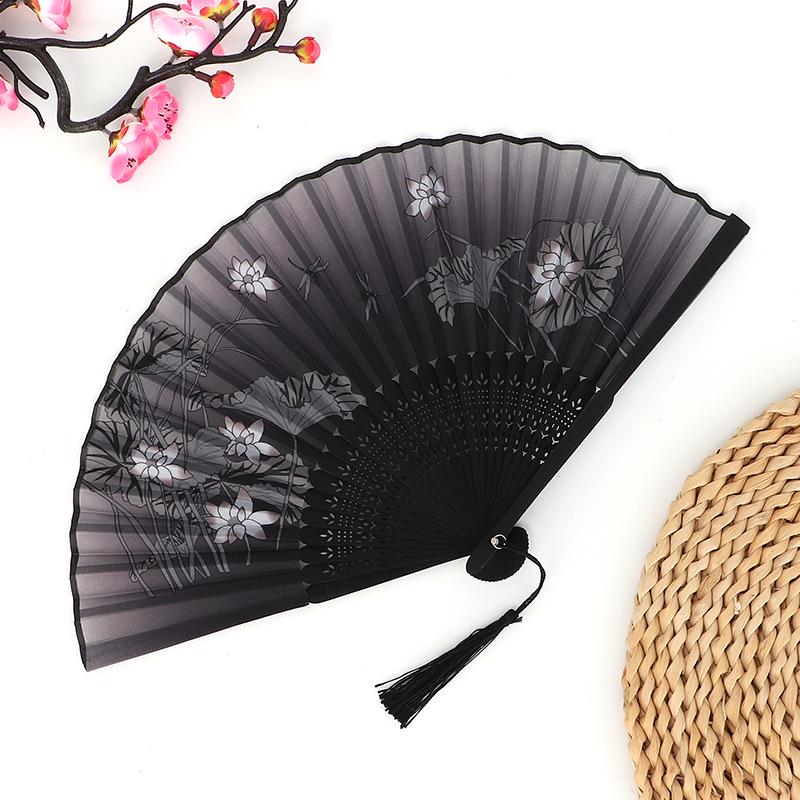 Hanfu skládací vějíř pro ženy inspirovaný japonským a čínským stylem – Scénický tanec bambusový styl