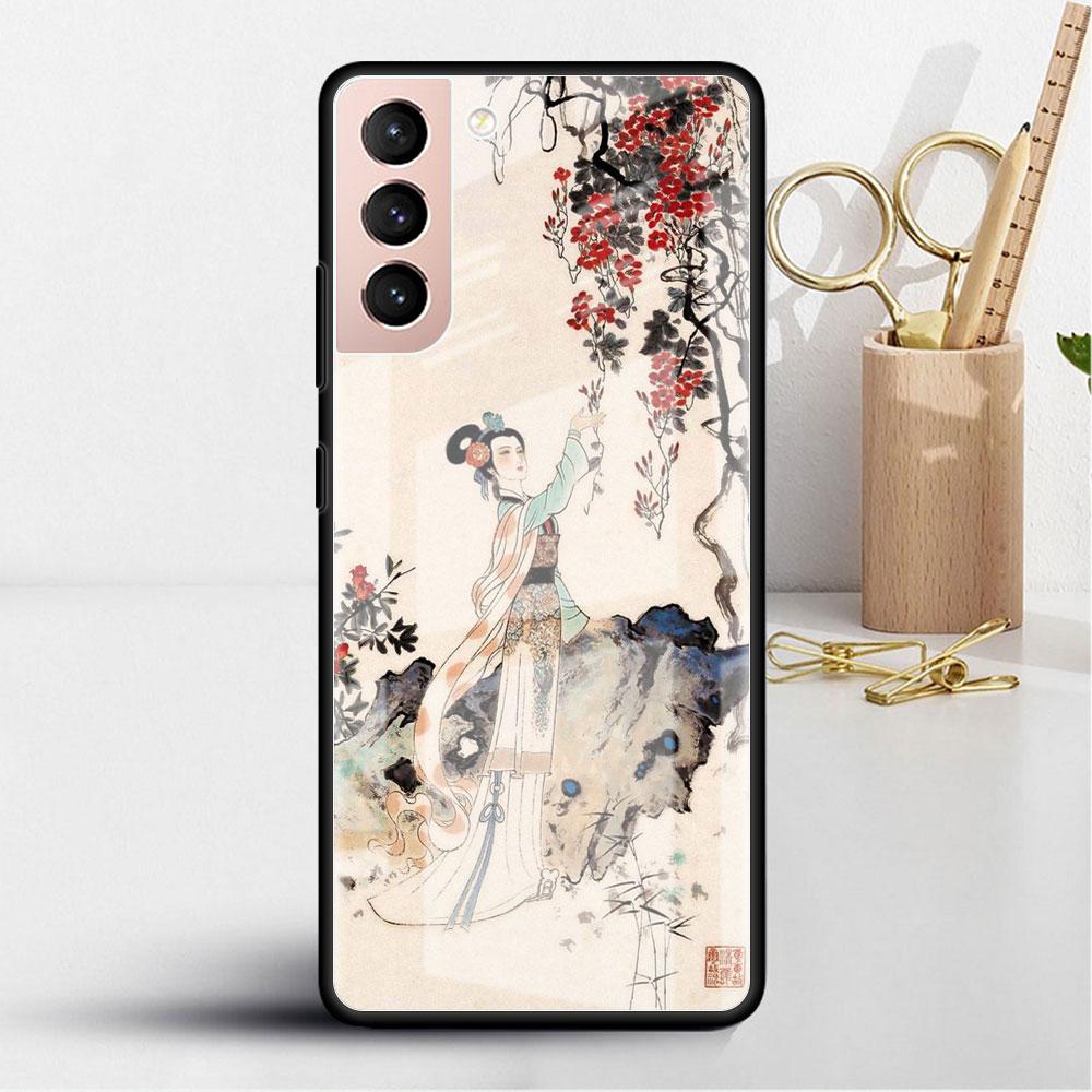 Glass Case For Samsung Galaxy S22 S20 FE S21 5G S10 S9 Plus Note 10 20 Lite Tempered Phone Cover Tiger Crane ART