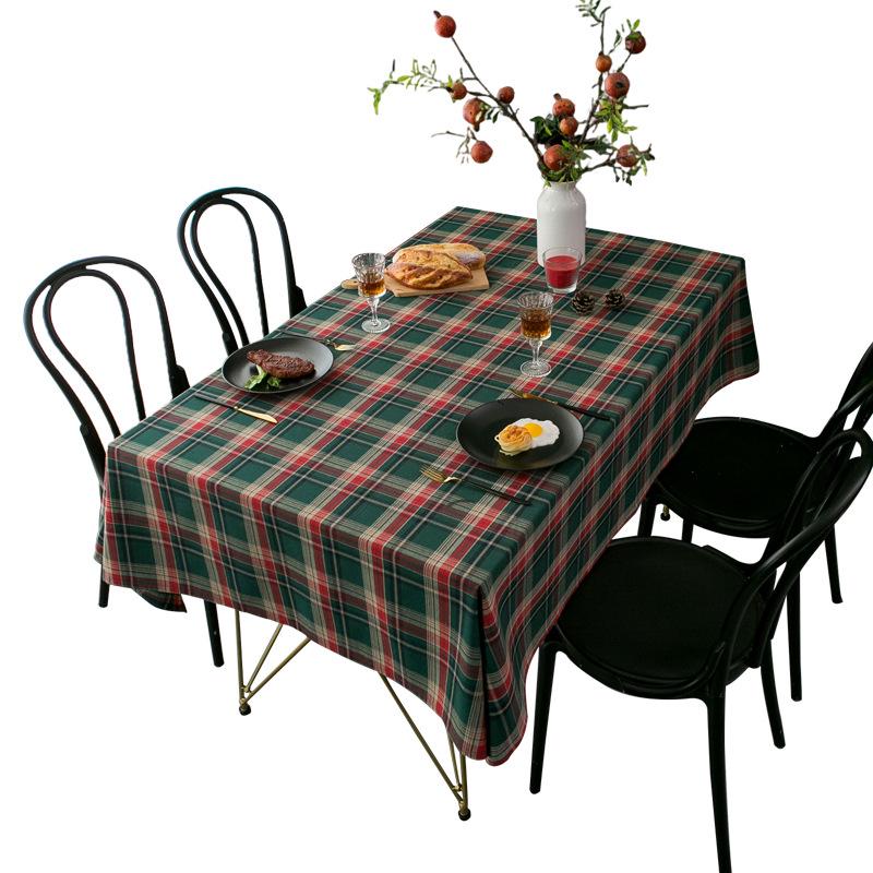 High-End Green Plaid Christmas & New Year Tablecloth for Dining and Coffee Tables