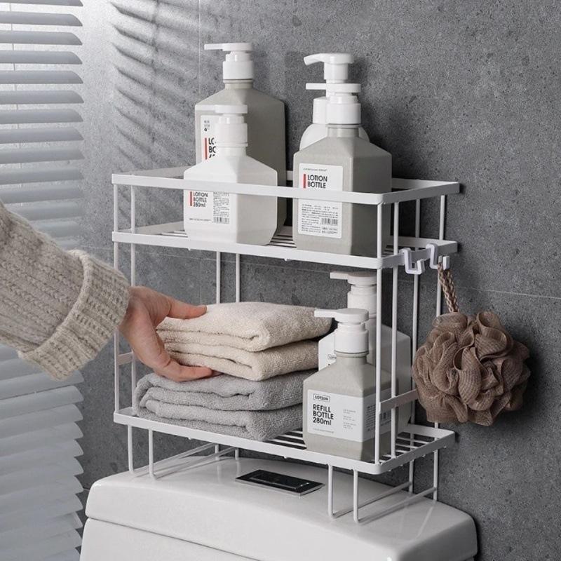 Multi-functional Wall-mounted Toilet Storage Rack Bathroom Perforation-free Storage Rack Bathroom Washstand  Shower Organizer