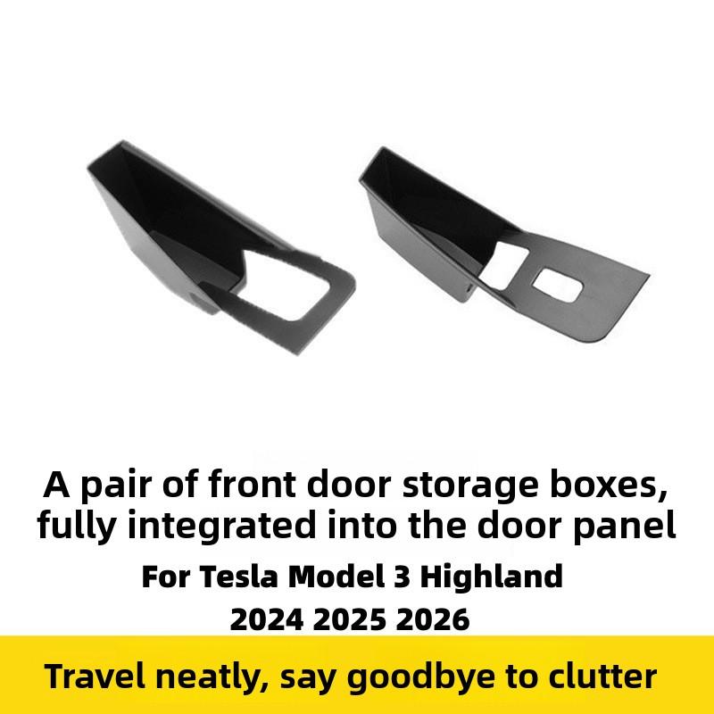 For Tesla Model 3 Highland 2025 2025 2026 Car Door Side Slot Storage Box Front Rear Door Inner Handle Organizer Tray Accessories
