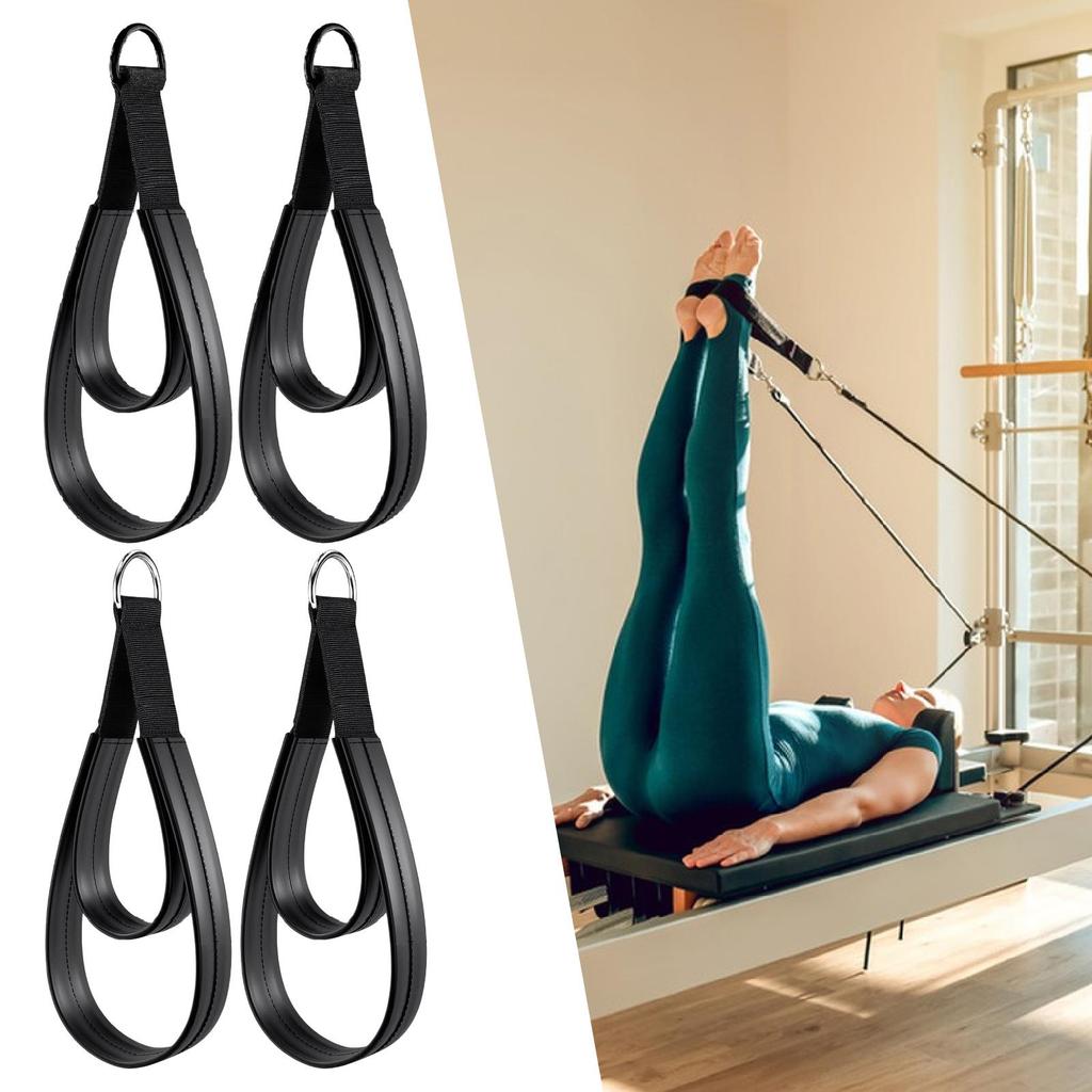 2x D-Ringe Riemengriff Heimtrainingszubehör Pilates Doppelschlaufengurte für Reformer für Arme Anfänger Yoga Damen Herren Fitnessstudio