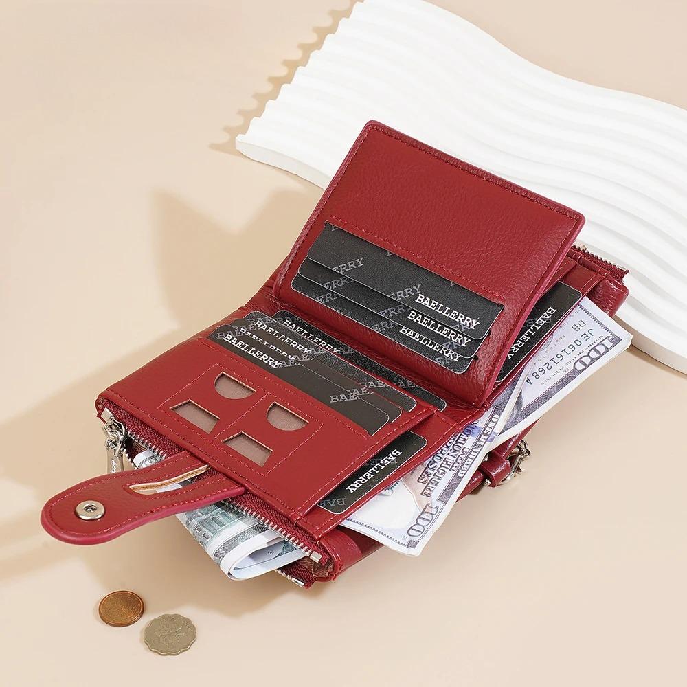 Women's Wallet with Keychain Strap Card Holder Coin Zip Pocket Ins Style Short Bifold Purse