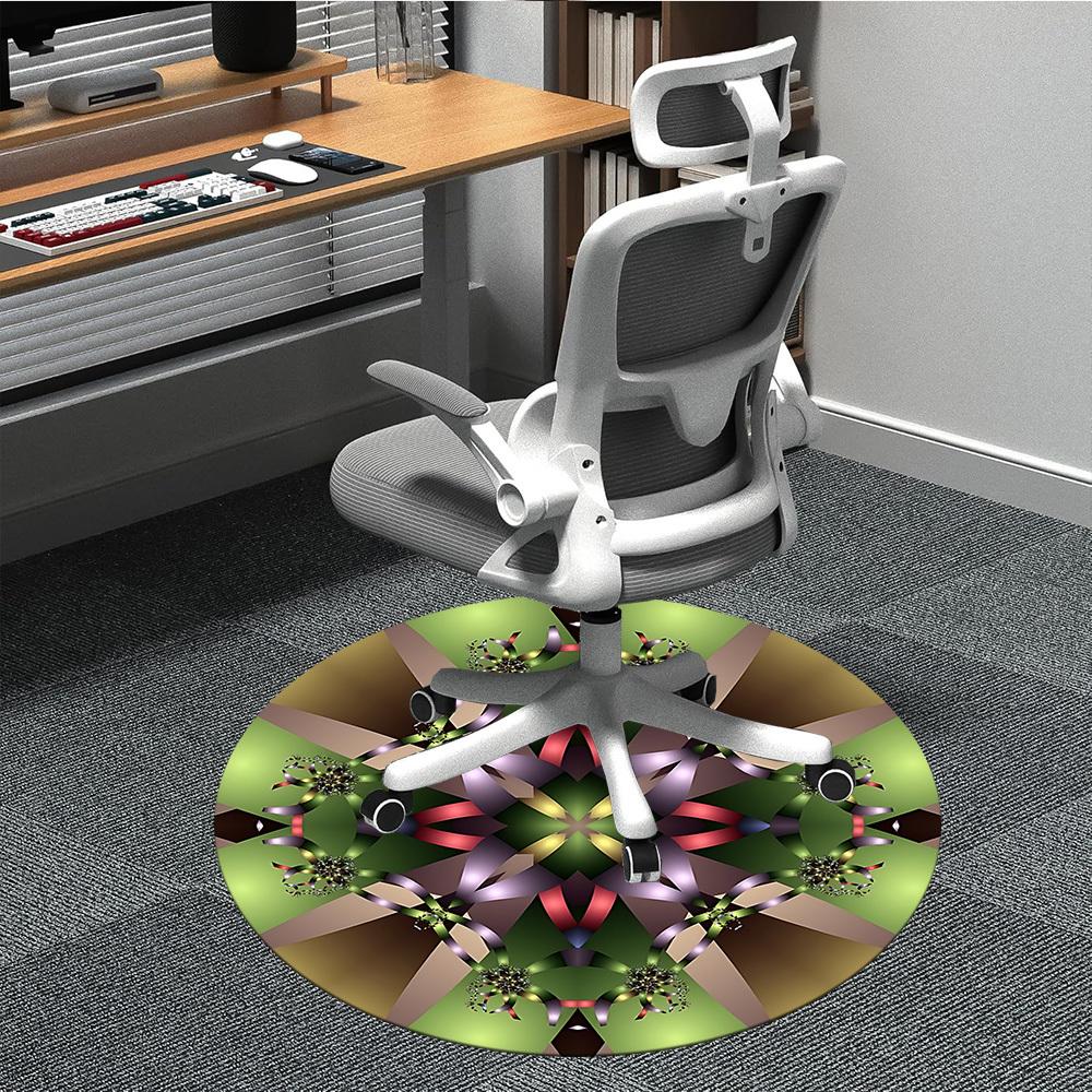 1pc Kaleidoscope PatternsChair Carpet for Office, Indoor Non-Slip Washable Polyester Fiber Carpet, Mat For Office, Machine Washable
