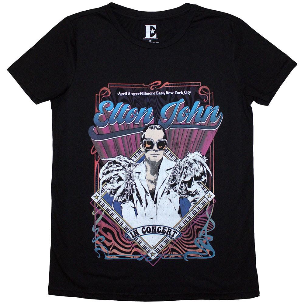 Men s Elton John Psych Vintage T-shirt X-Large Black M