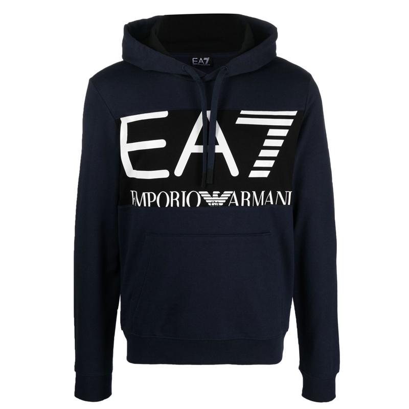 Emporio Armani FW22 Худи с принтом логотипа и кулиской Мужские худи Темно-синий 6LPM52-PJFGZ-1554 M