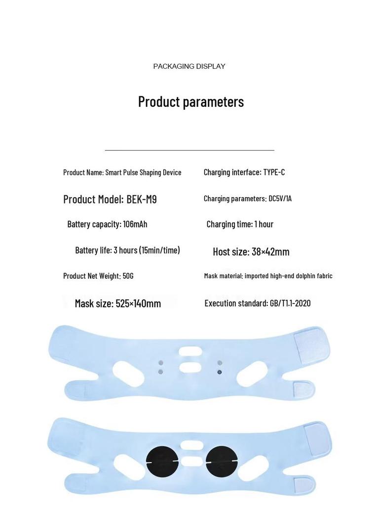 EMS Facial Microcurrent Mask - Lifting & Firming Electric Massager with V-Face Bandage