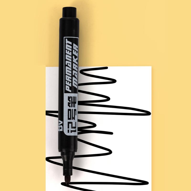 Permanent Marker Medium Point Black/Red/Blue Office Stationery Marking Writing Tool for Plastic Canvas Glass Mugs 10 Set