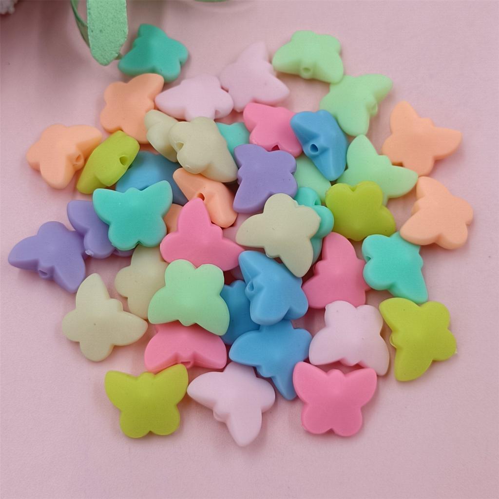 High Quality Loose Beads (14-10)*12mm Fashion Butterfly Beads Necklace 50PCS DIY Bracelets Jewelry Making Rubber