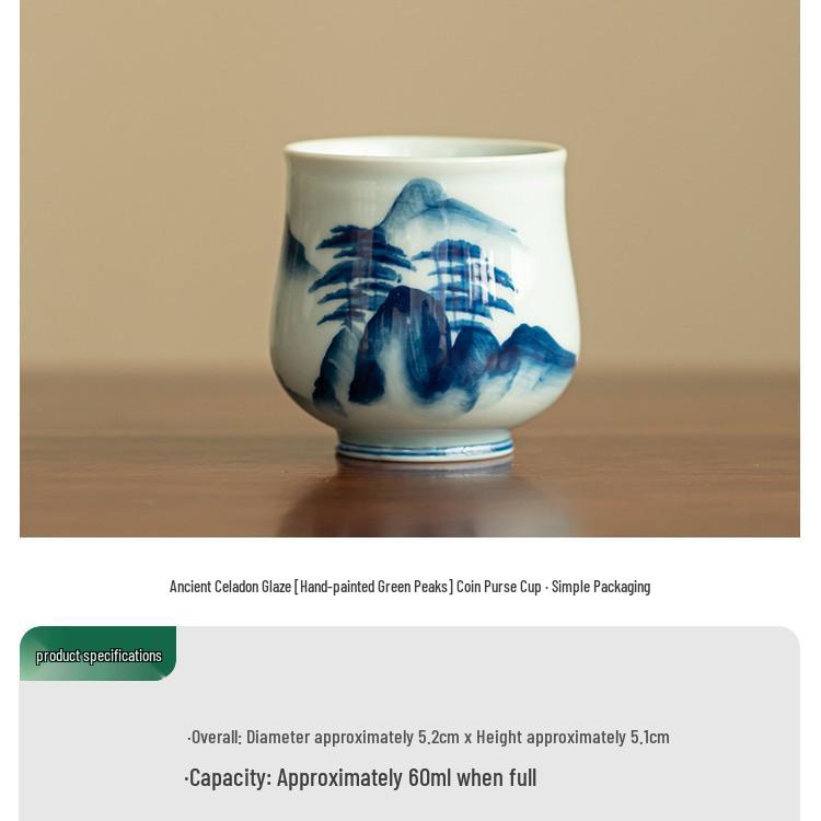 Ancient Green Glaze Hand-painted Coin Purse Ceramic Tea Cup