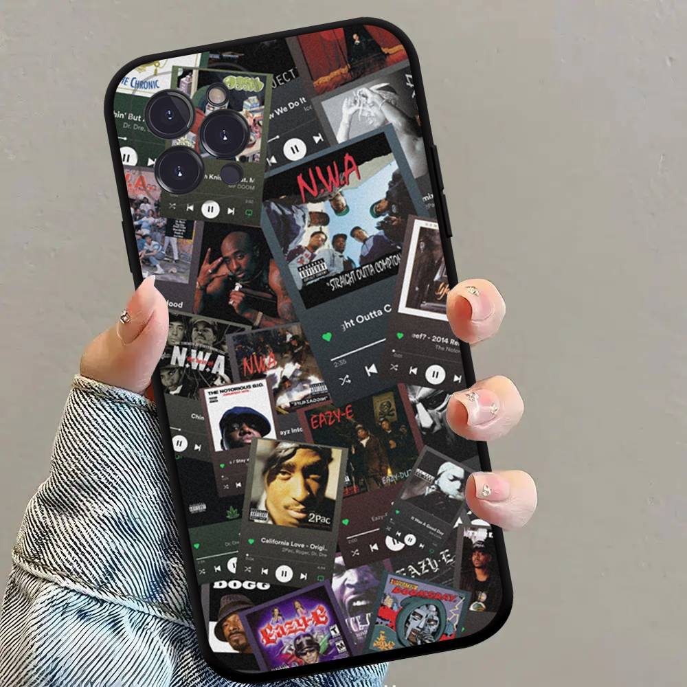 Rapper 2Pac Singer Tupac Black Silicone TPU Phone Case For Iphone17 Air 16 15 14 13 12 Pro 11 Pro Max Plus Cover Case