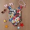 Girls One Piece Swimsuit Floral Print Sleeveless Summer Beachwear Kids Swimwear Comfortable Fit Lightweight Fabric