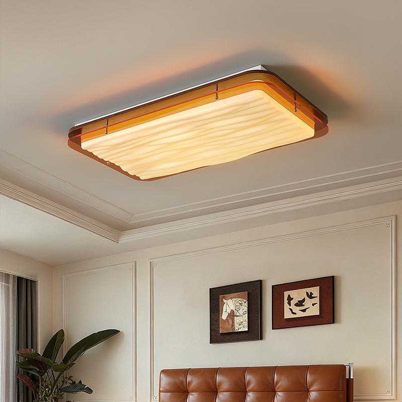 2025 Chinese Bauhaus Retro Rectangular Ceiling Light: High-End Living Room Fixture
