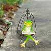Harz Frosch Skulptur Lesender Frosch Ornament Verspielte Hängematte Stuhl Lesender Frosch Statue Niedliche Grüne Figur Für Innen Außen