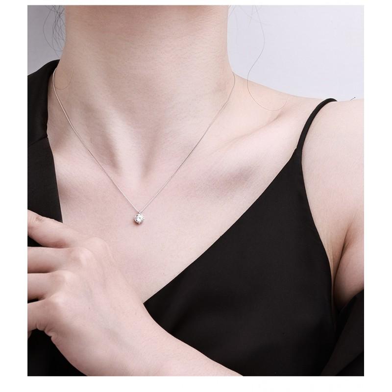 Platinum Plated Moissanite Necklace Minimalist Elegant Jewelry Women